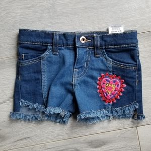 NWOT BillieBlush denim shorts with heart beading
